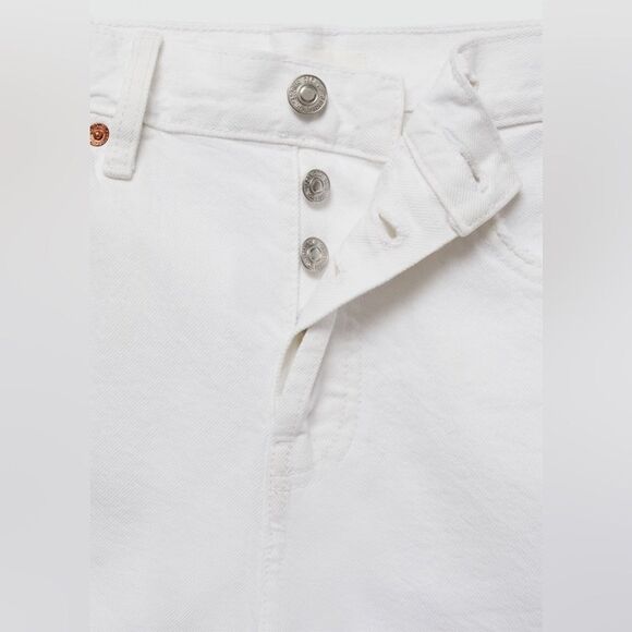 Mango Iconic Denim Shorts With Frayed Hem White Size 4 - Picture 6 of 14
